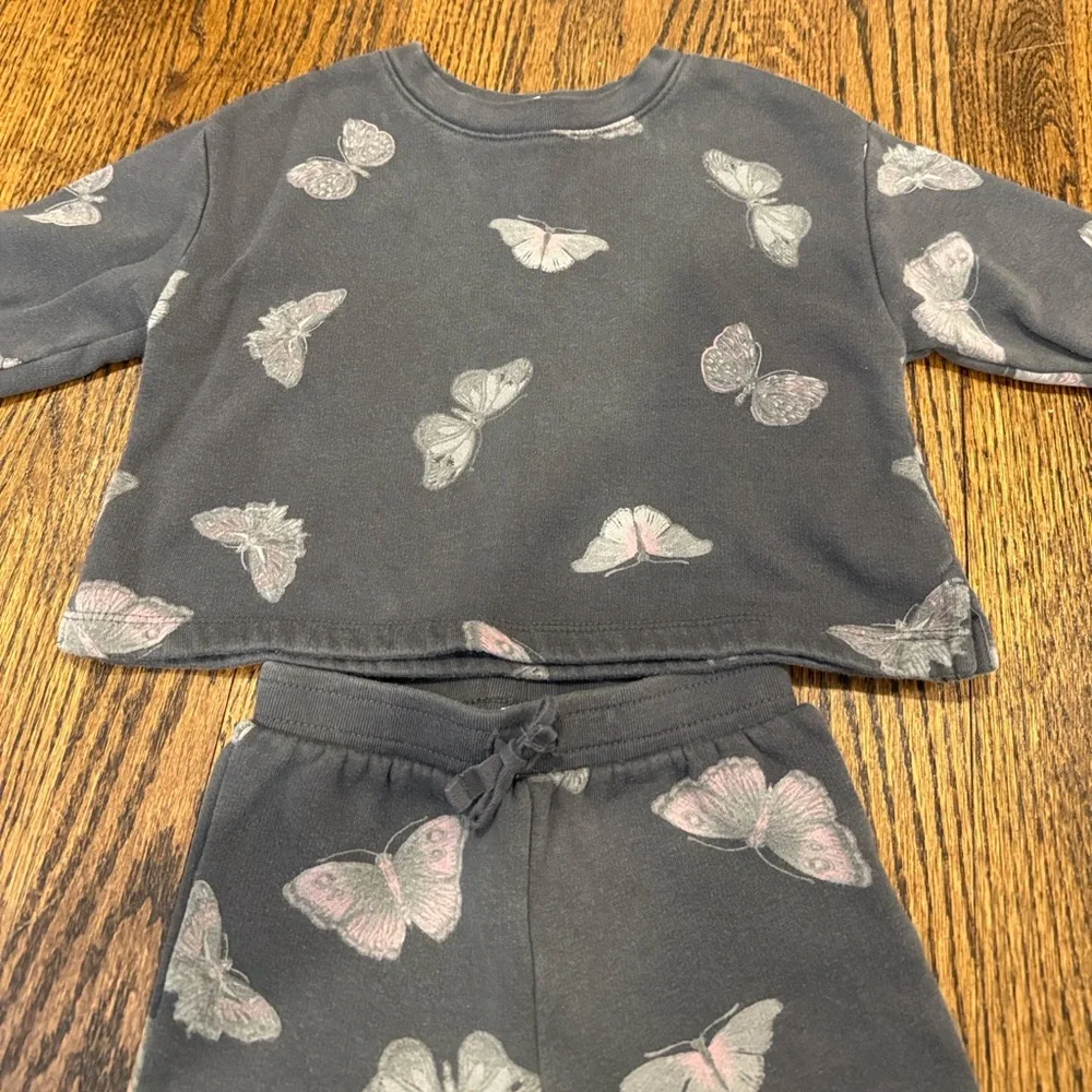 GAP Charcoal Gray Butterfly Matching Pant Set 12-18 Months